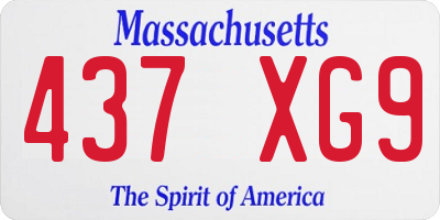 MA license plate 437XG9