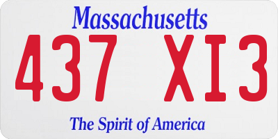 MA license plate 437XI3
