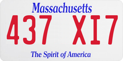 MA license plate 437XI7