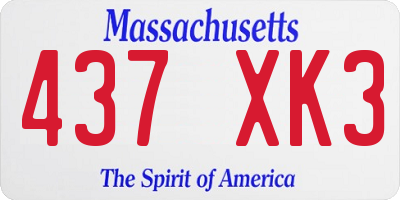 MA license plate 437XK3
