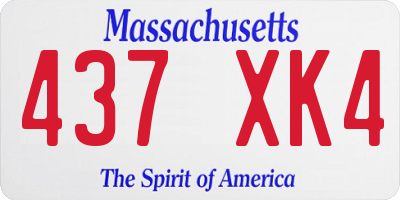 MA license plate 437XK4