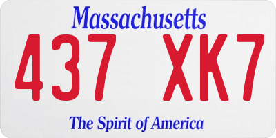 MA license plate 437XK7
