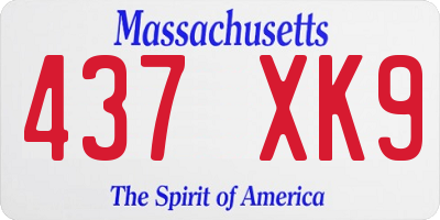 MA license plate 437XK9
