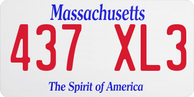 MA license plate 437XL3