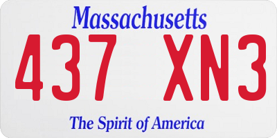 MA license plate 437XN3