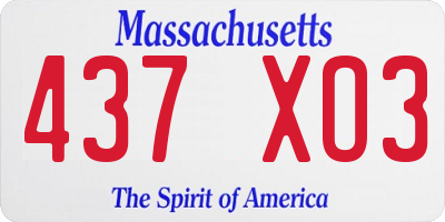 MA license plate 437XO3