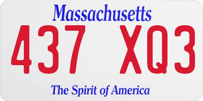 MA license plate 437XQ3
