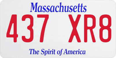 MA license plate 437XR8