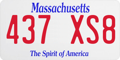 MA license plate 437XS8