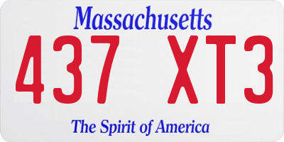 MA license plate 437XT3