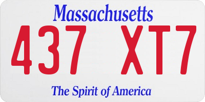 MA license plate 437XT7