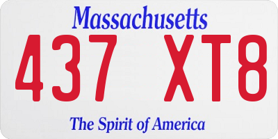 MA license plate 437XT8