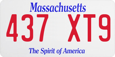 MA license plate 437XT9