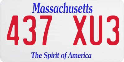 MA license plate 437XU3