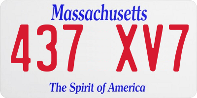 MA license plate 437XV7