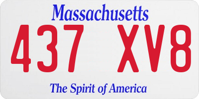 MA license plate 437XV8