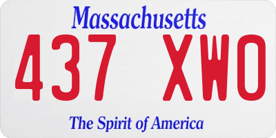 MA license plate 437XW0