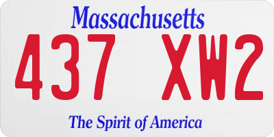 MA license plate 437XW2
