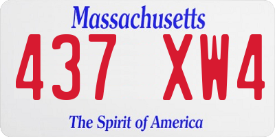 MA license plate 437XW4