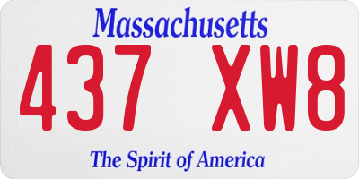 MA license plate 437XW8