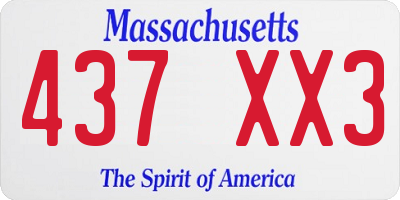 MA license plate 437XX3