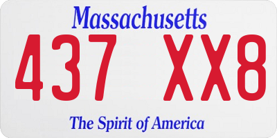 MA license plate 437XX8