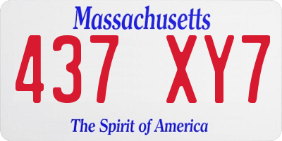 MA license plate 437XY7