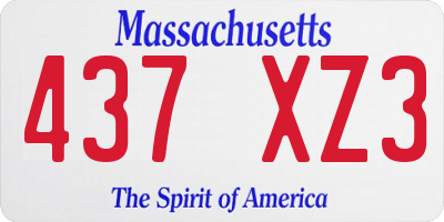 MA license plate 437XZ3