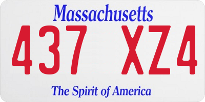MA license plate 437XZ4