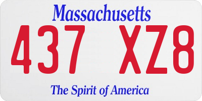 MA license plate 437XZ8