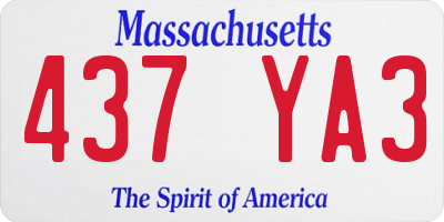 MA license plate 437YA3