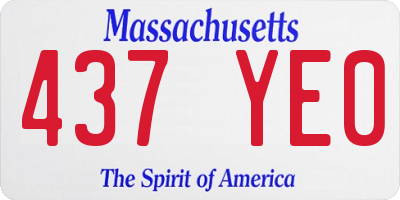 MA license plate 437YE0