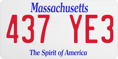 MA license plate 437YE3