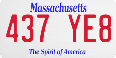 MA license plate 437YE8