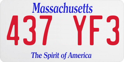 MA license plate 437YF3