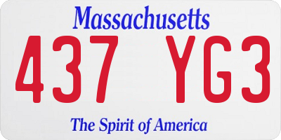 MA license plate 437YG3