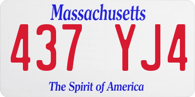 MA license plate 437YJ4