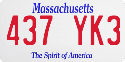 MA license plate 437YK3