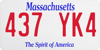MA license plate 437YK4