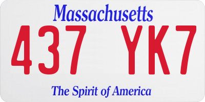 MA license plate 437YK7