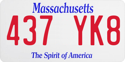 MA license plate 437YK8