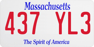 MA license plate 437YL3