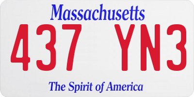 MA license plate 437YN3