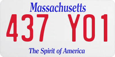 MA license plate 437YO1