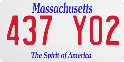 MA license plate 437YO2