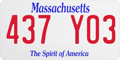 MA license plate 437YO3