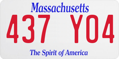MA license plate 437YO4