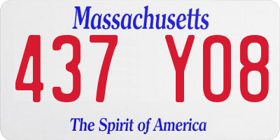 MA license plate 437YO8