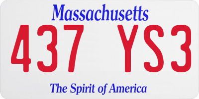 MA license plate 437YS3