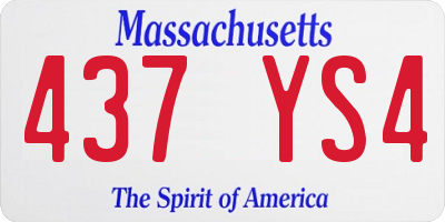 MA license plate 437YS4